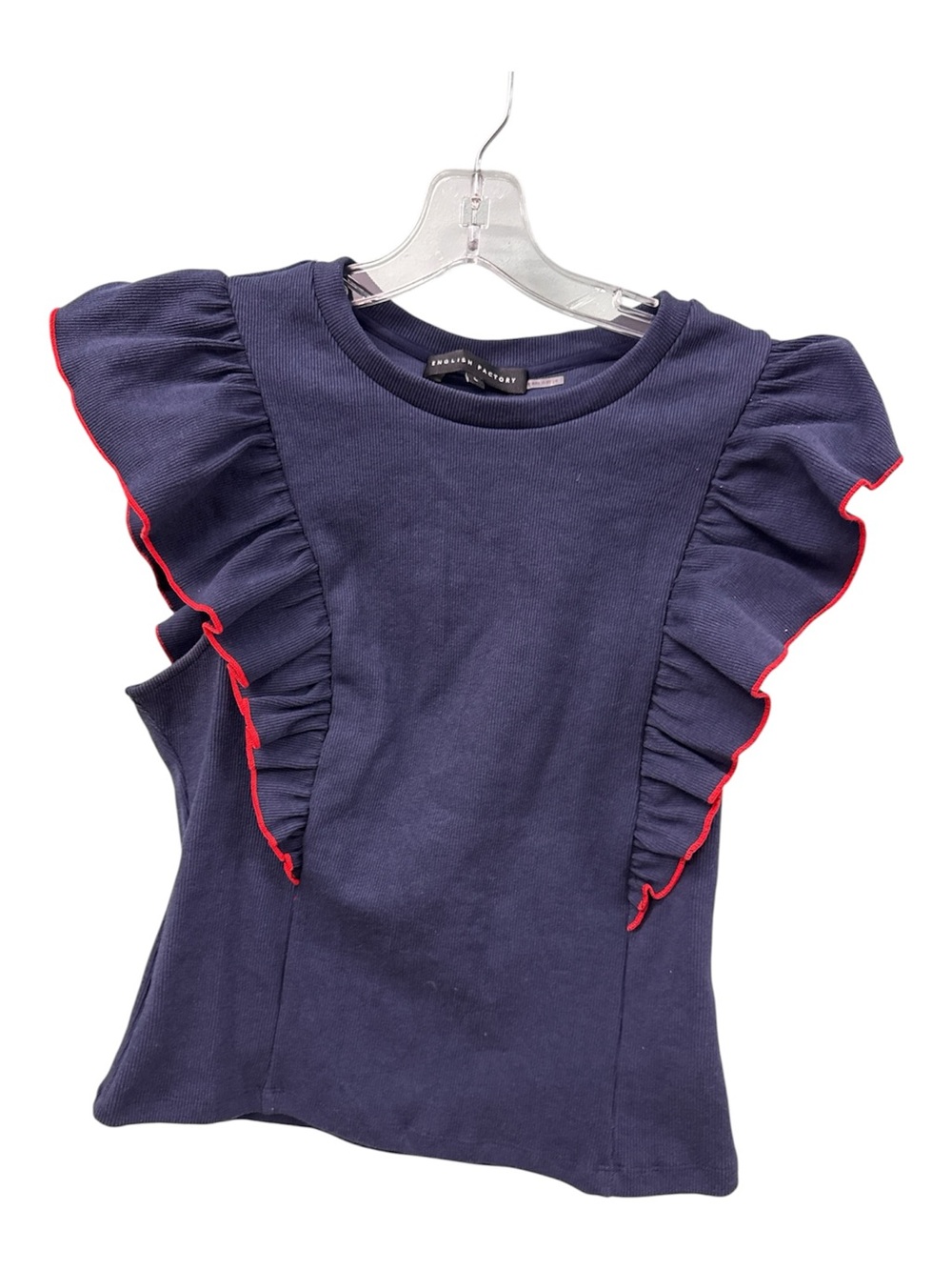 English Factory Navy Ribbed Knit Top